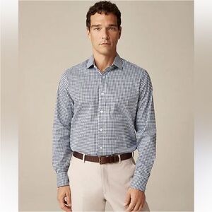 J Crew bowery slim Shirt blue gingham button down Bg664 sz XL